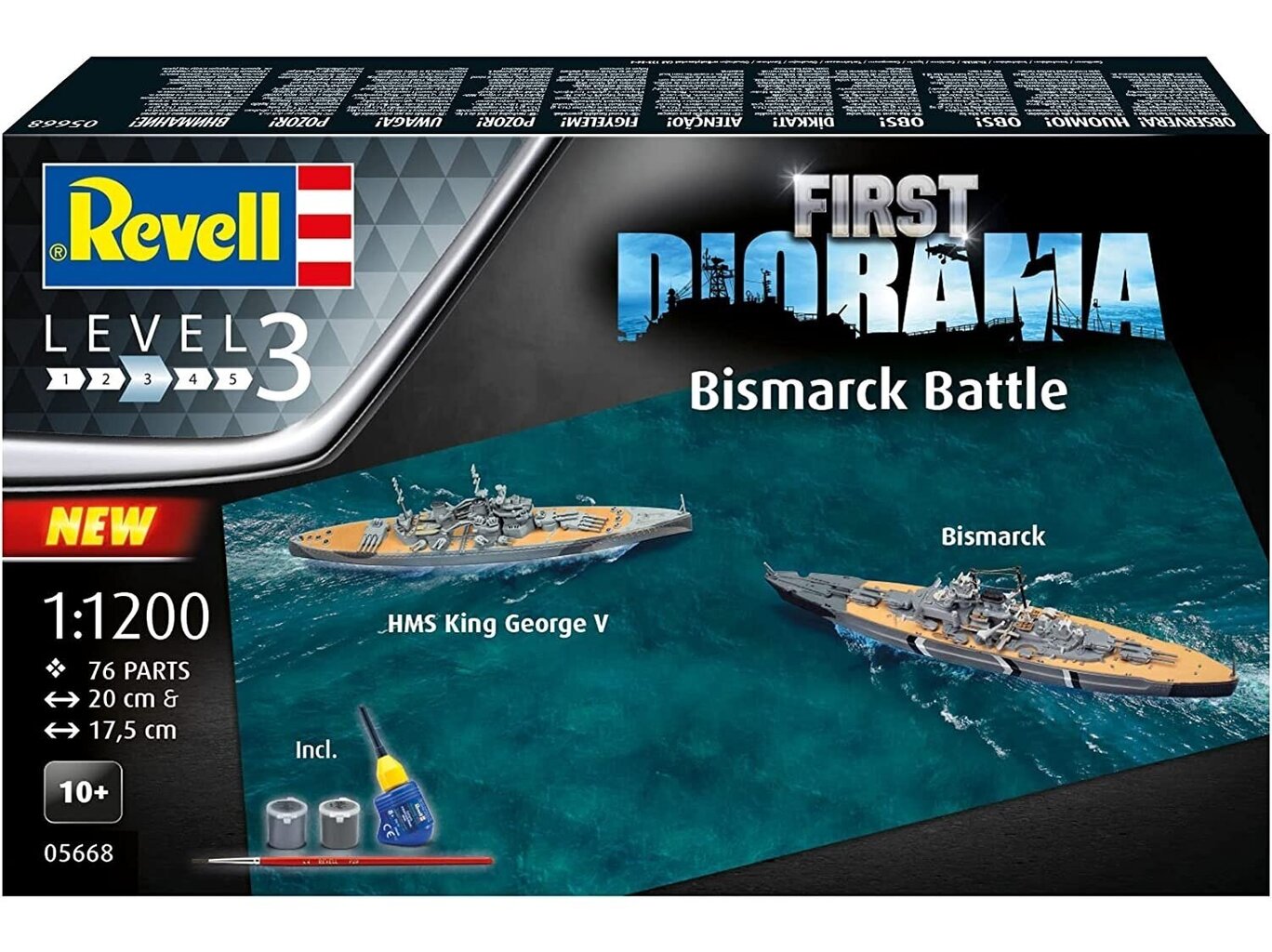 Revell - First Diorama Set - Bismarck Battle mudeli komplekt, 1/1200, 05668 hind ja info | Klotsid ja konstruktorid | kaup24.ee