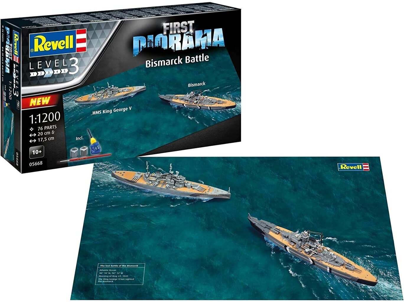 Подарочный набор Revell - First Diorama Set - Bismarck Battle, 1/1200,  05668 цена | kaup24.ee