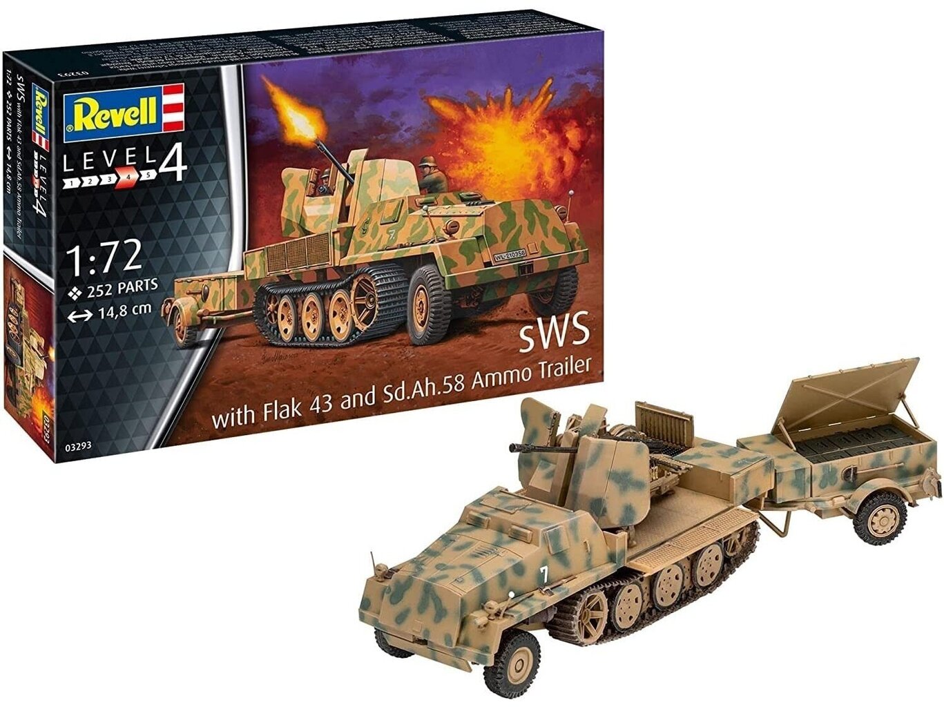 Revell - sWs mit Flak-Aufbau als Sfl. Mit 3,7 cm Flak 43, 1/72, 03293 цена и информация | Klotsid ja konstruktorid | kaup24.ee