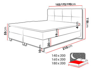 Kontinentaalvoodi ANDROMEDA-Sawana 80 (kangas)-160x200 cm hind ja info | Voodid | kaup24.ee