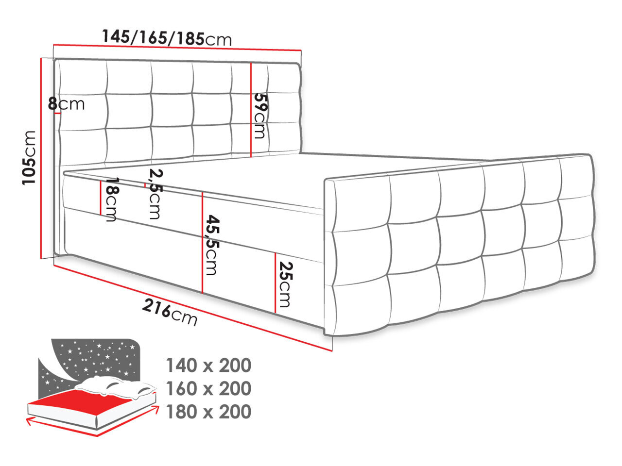 Kontinentaalvoodi PEREGRYN 1-Rico 18-140x200 cm hind ja info | Voodid | kaup24.ee