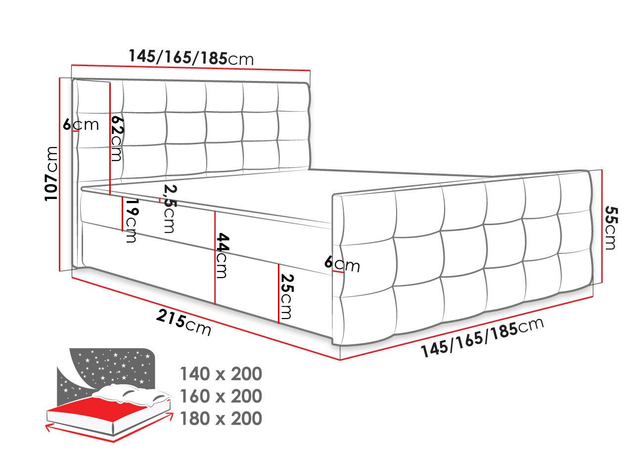 Kontinentaalvoodi PEREGRYN 2-Rico 23-180x200 cm цена и информация | Voodid | kaup24.ee