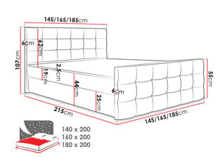 Континентальная кровать PEREGRYN 2-Rico 03-140x200 см цена и информация | Кровати | kaup24.ee