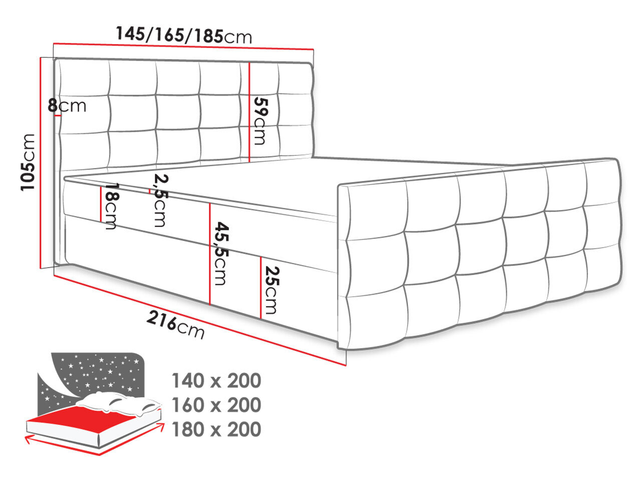 Kontinentaalvoodi AKVORE-Soft 011 (ökonahk)-180x200 cm цена и информация | Voodid | kaup24.ee