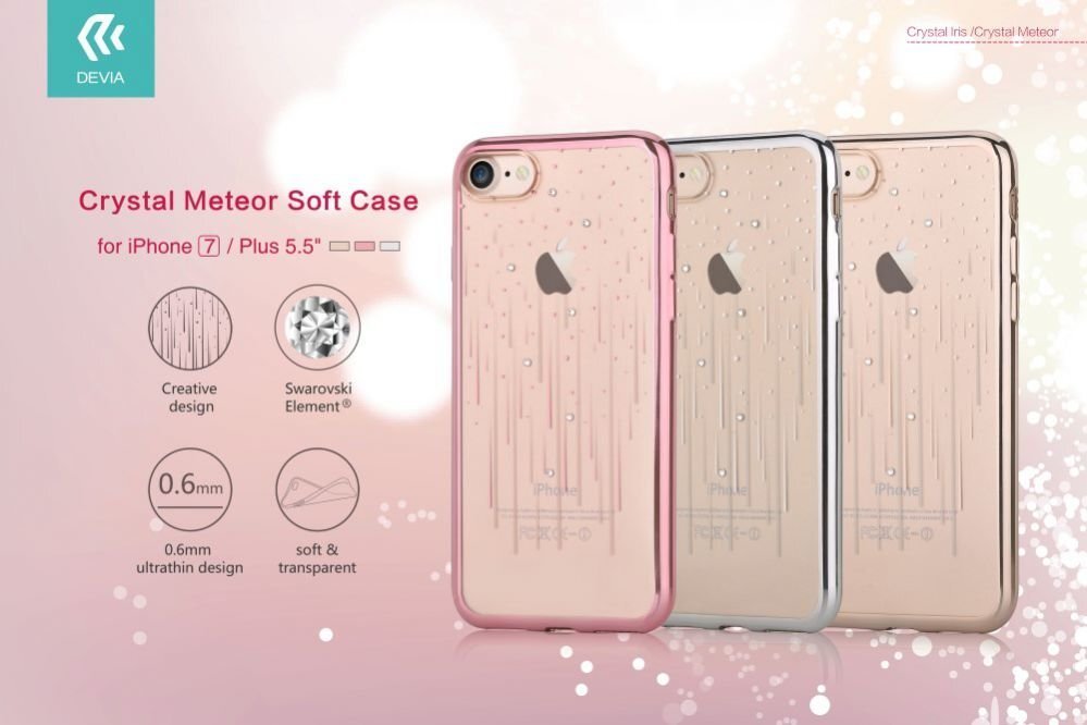 Kaitseümbris DEVIA Apple iPhone 7 Crystal Meteor soft case, must hind ja info | Telefoni kaaned, ümbrised | kaup24.ee