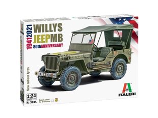 Italeri - Willys Jeep MB 80th Anniversary 1941-2021, 1/24, 3635 hind ja info | Klotsid ja konstruktorid | kaup24.ee