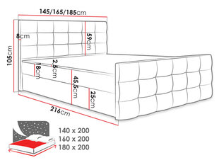 Кровать континентальная АКВОРЕ-Soft 001-180x200 см цена и информация | Кровати | kaup24.ee