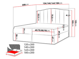 Кровать континентальная BEATRIZ-ekoskóra Soft 011 (czarna)-180x200 см цена и информация | Кровати | kaup24.ee