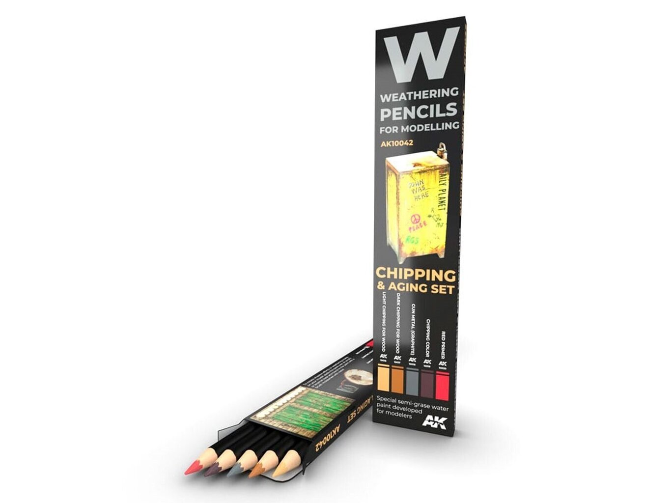 AK Interactive - Weathering Pencils CHIPPING & AGING Set (pliiatsite komplekt), AK10042 hind ja info | Kunstitarbed, voolimise tarvikud | kaup24.ee