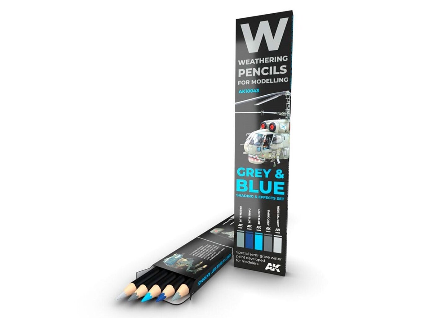 AK Interactive - Weathering Pencils GREY & BLUE Shading & Effects Set (pliiatsite komplekt), AK10043 hind ja info | Kunstitarbed, voolimise tarvikud | kaup24.ee