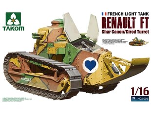 Сборная пластиковая модель Takom - French Light Tank Renault FT Char Canon/Girod Turret, 1/16, 1001 цена и информация | Конструкторы и кубики | kaup24.ee