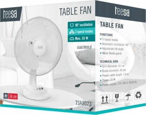 Teesa desk fan TSA8023 13" 35W цена и информация | Ventilaatorid | kaup24.ee