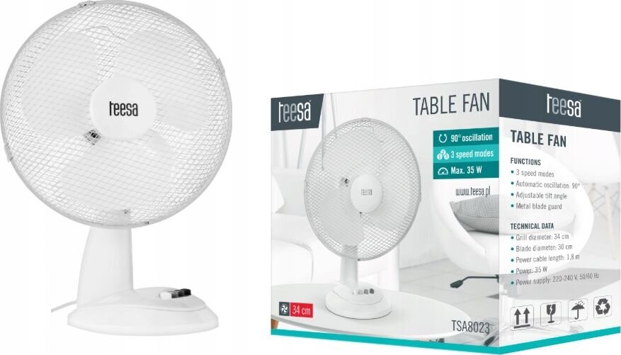 Teesa desk fan TSA8023 13" 35W цена и информация | Ventilaatorid | kaup24.ee