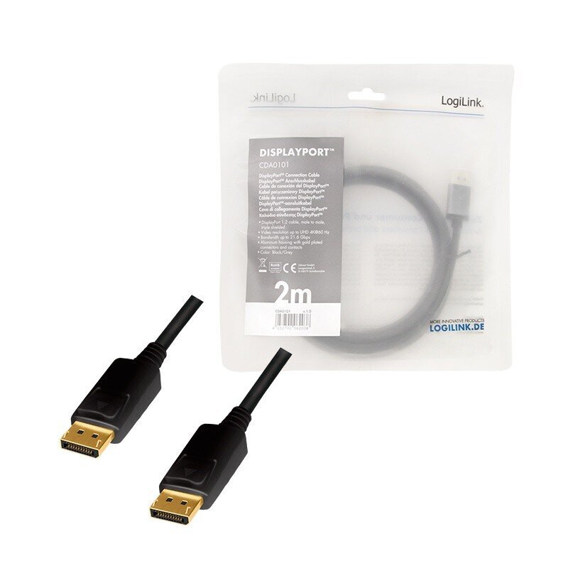 DisplayPort cable, 4K/60 Hz,DP/M do DP/M,alu, 2m hind ja info | Kaablid ja juhtmed | kaup24.ee