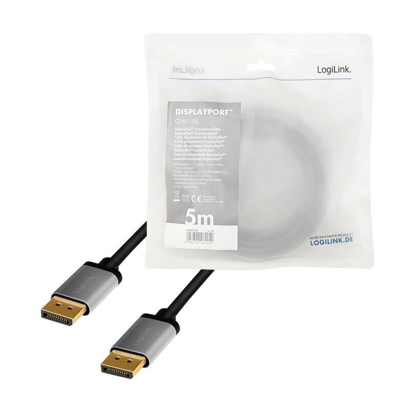 Displayport cable 4K/60 Hz,DP/M do DP/M,alu. 5m цена и информация | Kaablid ja juhtmed | kaup24.ee