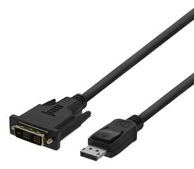Deltaco DisplayPort į DVI-D Single Link, Full HD 60Hz, 2m, juodas / DP-2020-K hind ja info | Kaablid ja juhtmed | kaup24.ee