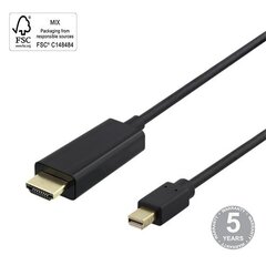 Deltaco, miniDisplayPort - HDMI, 4K UHD, 3 m hind ja info | Kaablid ja juhtmed | kaup24.ee
