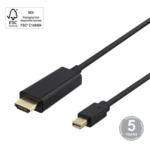 Deltaco, miniDisplayPort - HDMI, 4K UHD, 3 m цена и информация | Kaablid ja juhtmed | kaup24.ee