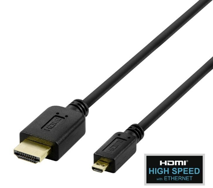 Deltaco, HDMI - micro HDMI, 4K UHD in 60Hz, 2 m hind ja info | Kaablid ja juhtmed | kaup24.ee