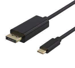 Deltaco USB-C į DisplayPort, 4K UHD, 2m, juodas / USBC-DP200-K / 00140015 hind ja info | Kaablid ja juhtmed | kaup24.ee