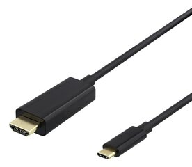 Deltaco USB-C - HDMI, 4K UHD, 3m, juodas / USBC-HDMI1030-K / 00140023 hind ja info | Kaablid ja juhtmed | kaup24.ee