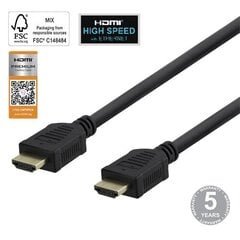 Deltaco, Premium High Speed HDMI, 4K UHD, 1 m hind ja info | Kaablid ja juhtmed | kaup24.ee