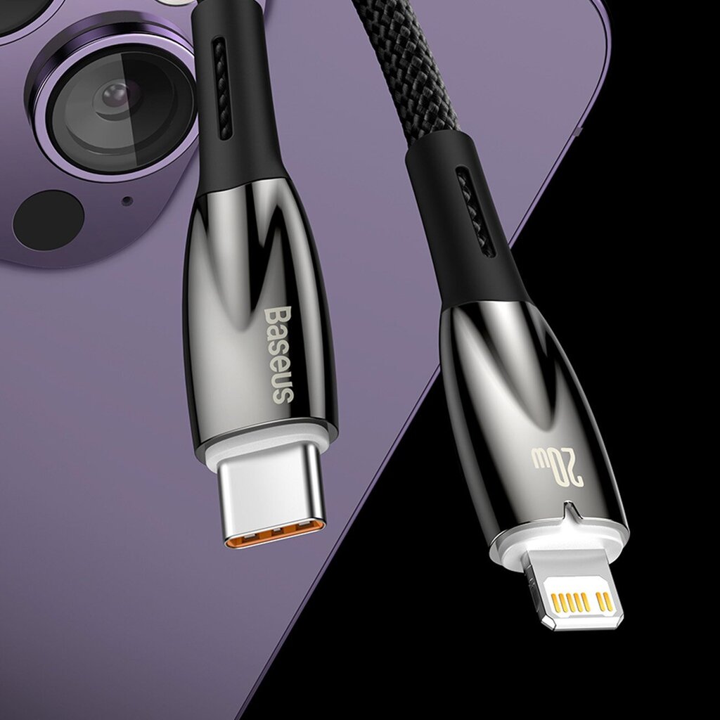 Baseus Glimmer Series, fast charging USB-C - Lightning 480Mb/s 2.4A 2m black hind ja info | Mobiiltelefonide kaablid | kaup24.ee