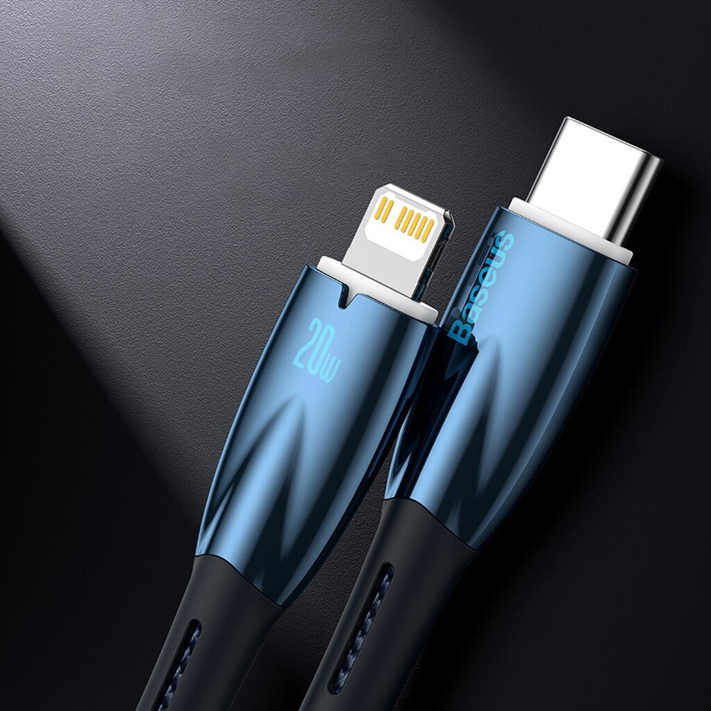 Baseus Glimmer Series, fast charging USB-C - Lightning 480Mb/s 2.4A 2m black hind ja info | Mobiiltelefonide kaablid | kaup24.ee