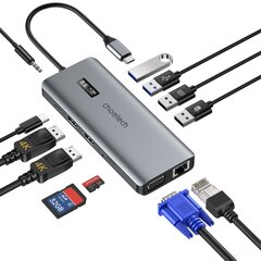 Choetech HUB-M26, USB-C - USB-C / USB-C / USB-A / HDMI / VGA / AUX / SD / TF, серый цена и информация | Адаптер Aten Video Splitter 2 port 450MHz | kaup24.ee