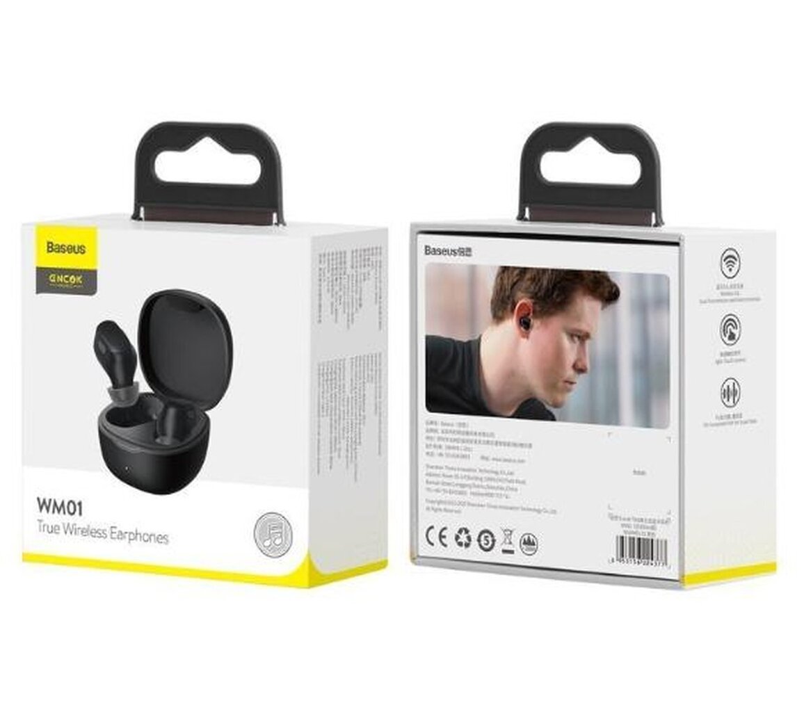 Baseus Encok TWS, Bluetooth 5.3 Wireless, Black (WM01) hind ja info | Kõrvaklapid | kaup24.ee