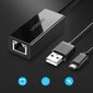 Ugreen 30985, external network adapter USB 100Mbps for Chromecast with 1m cable black цена и информация | USB jagajad, adapterid | kaup24.ee