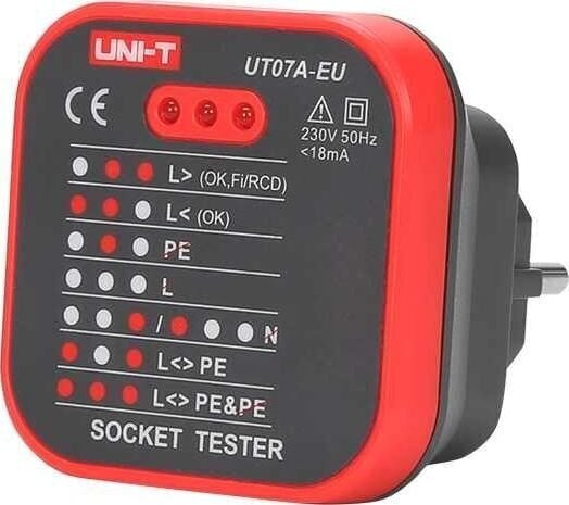 230V pistikupesa tester Uni-T UT07A-EU hind ja info | Robootika, konstruktorid ja tarvikud | kaup24.ee