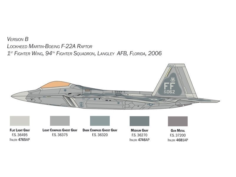 Italeri - F-22 Raptor, 1/48, 2822 цена и информация | Klotsid ja konstruktorid | kaup24.ee