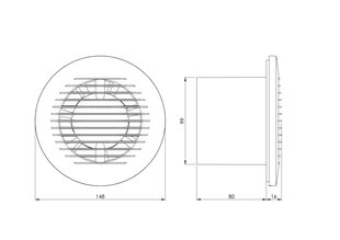 Электровентилятор Europlast E-Extra EA100A, Ø100мм с шариковым подшипником, антрацит цена и информация | Vannitoa ventilaatorid | kaup24.ee