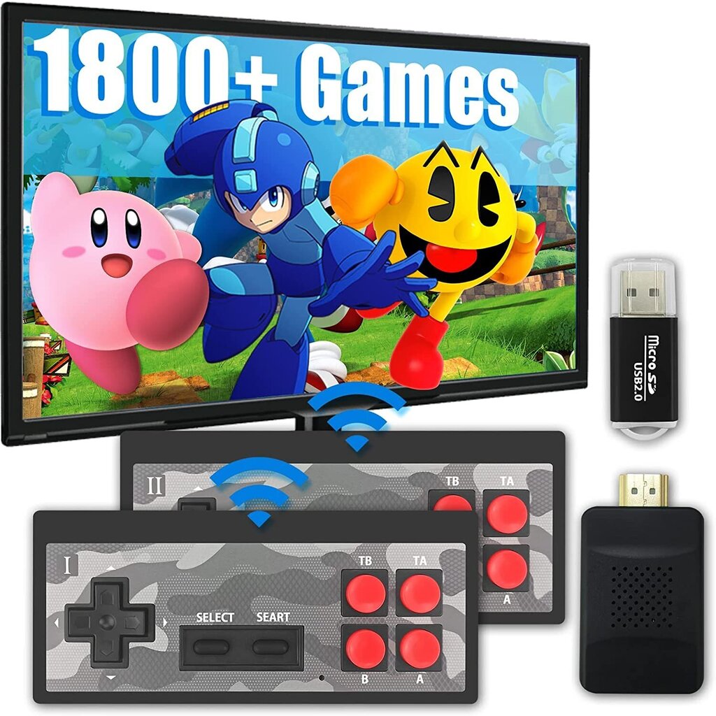 Retro mängude konsool HappyJoe 1800 mängu + allalaadimine, 4K HDMI HD hind ja info | Mängukonsoolid | kaup24.ee