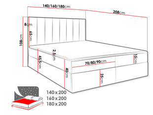 Континентальная кровать ANSGAN II-Manila 35-180x200 см цена и информация | Кровати | kaup24.ee