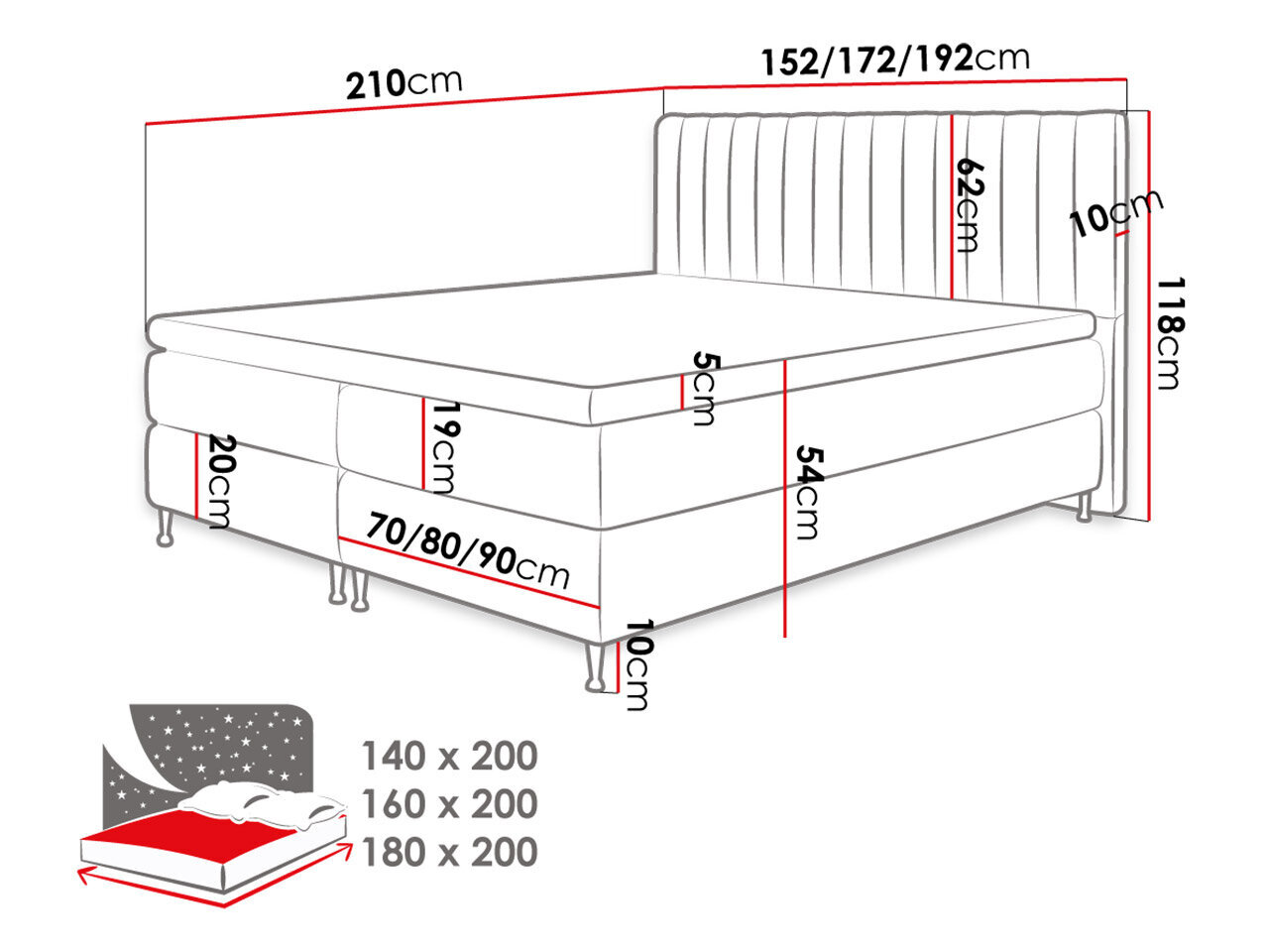 Kontinentaalvoodi RATEL-Fresh 01-140x200 cm hind ja info | Voodid | kaup24.ee