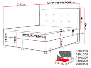 Kontinentaalvoodi TUKYA-Uttario Velvet 2955-120x200 cm цена и информация | Кровати | kaup24.ee