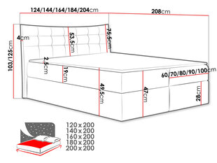 Континентальная кровать RIGMORE-Kronos 02-160x200 см цена и информация | Кровати | kaup24.ee