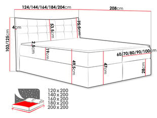 Kontinentaalvoodi RIGMORE-Fuego 170-120x200 cm hind ja info | Voodid | kaup24.ee