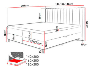 Континентальная кровать NATINO-Swing 17-180x200 см цена и информация | Кровати | kaup24.ee