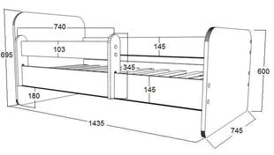 Детская кровать с матрасом и ящиком для постельного белья POLA 4, 160x80 см цена и информация | Детские кровати | kaup24.ee