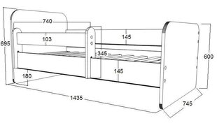 Детская кровать с матрасом и ящиком для постельного белья POLA 29, 160x80 см цена и информация | Детские кровати | kaup24.ee