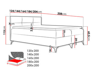 Континентальная кровать DURIAN-ekoskóra Soft 010-120x200 см цена и информация | Кровати | kaup24.ee