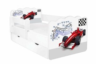 Кровать с матрасом, ящиком для белья и съемной защитой ALEX 5, 140x70 см цена и информация | Детские кровати | kaup24.ee