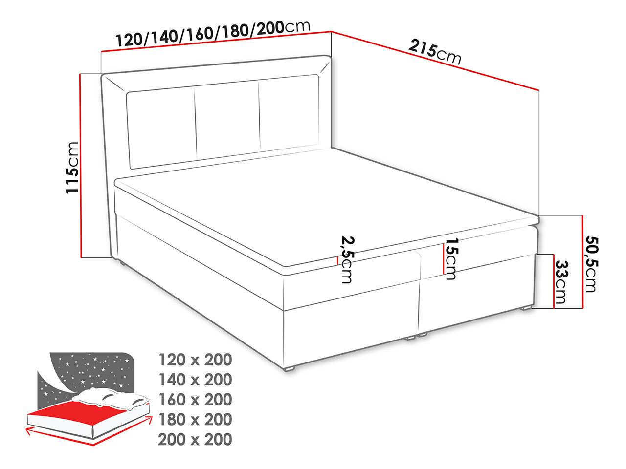 Kontinentaalvoodi KOAY BOX-Victoria 14 863-160x200 cm цена и информация | Voodid | kaup24.ee