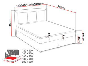 Континентальная кровать KOAY BOX-Victoria 14 864-140x200 см цена и информация | Кровати | kaup24.ee