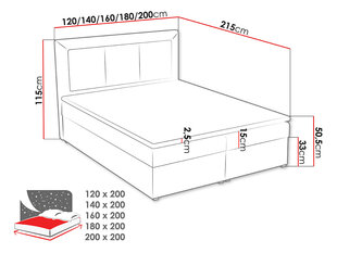 Континентальная кровать KOAY BOX-Victoria 14 867-180x200 см цена и информация | Кровати | kaup24.ee