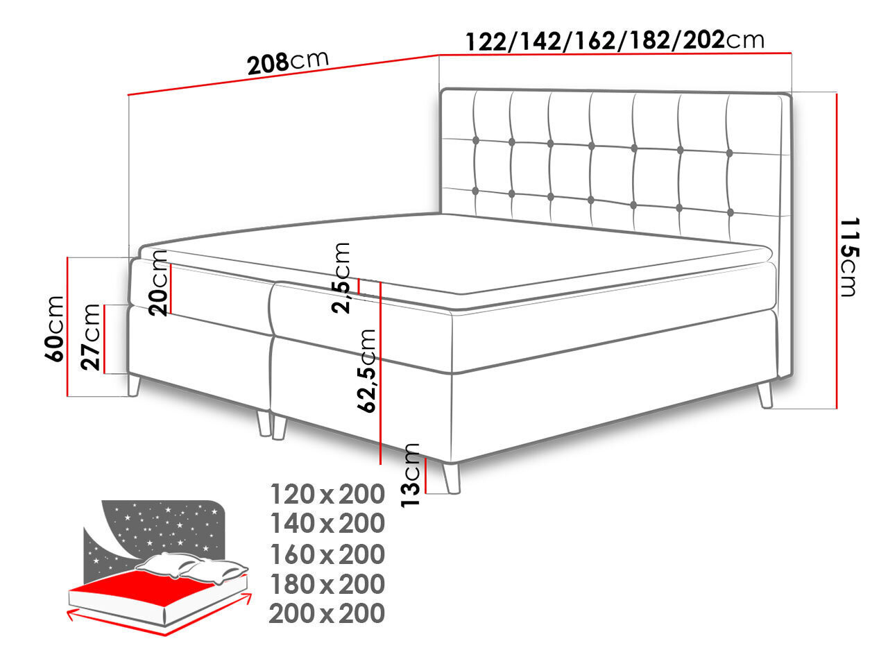 Kontinentaalvoodi CRETE-Magic Velvet 2216-140x200 cm hind ja info | Voodid | kaup24.ee