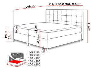 Континентальная кровать CRETE-Magic Velvet 2257-120x200 см цена и информация | Кровати | kaup24.ee